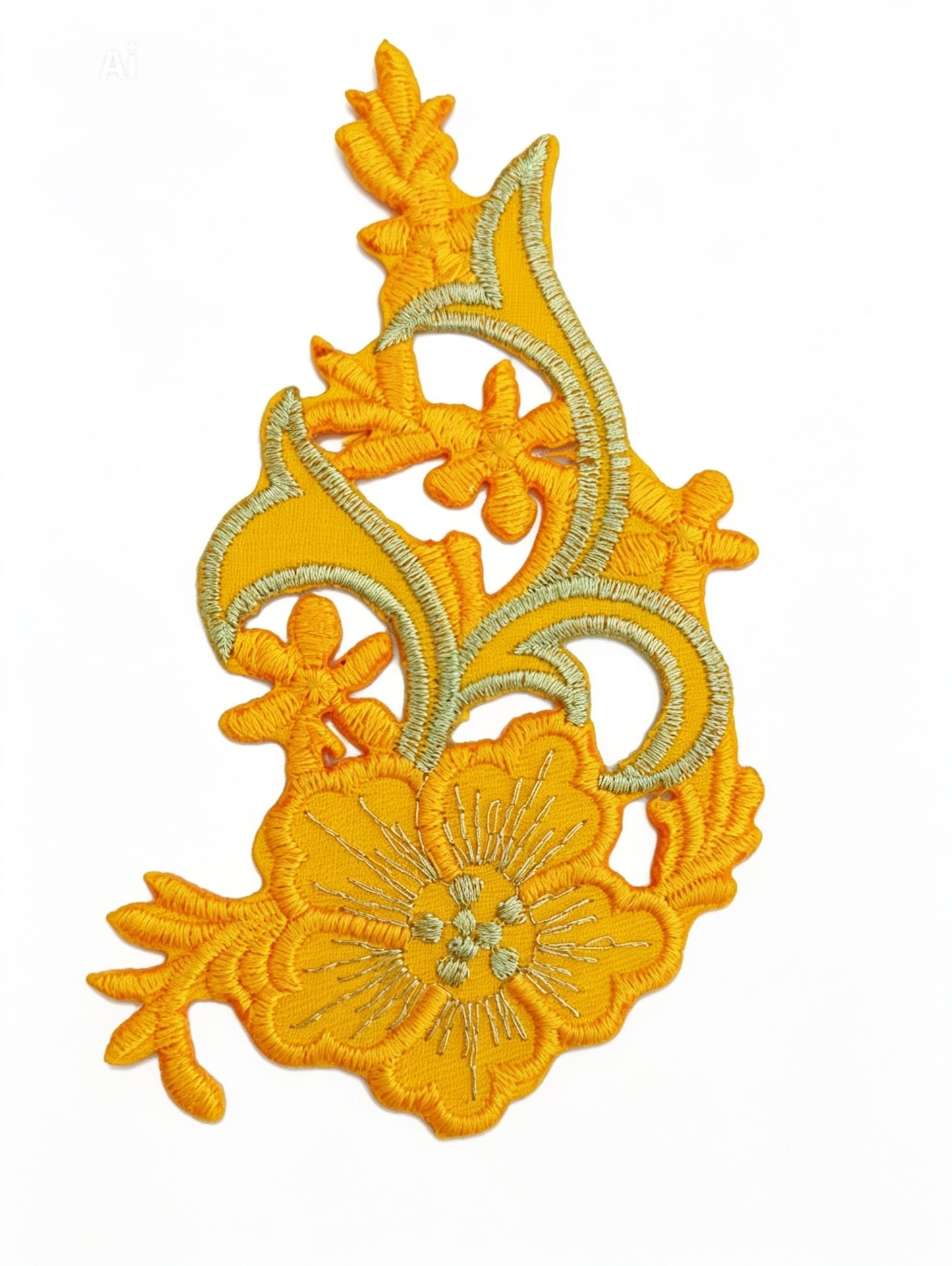 IRON ON EMBROIDERED FLOWER PATCH YELLOW COLOR