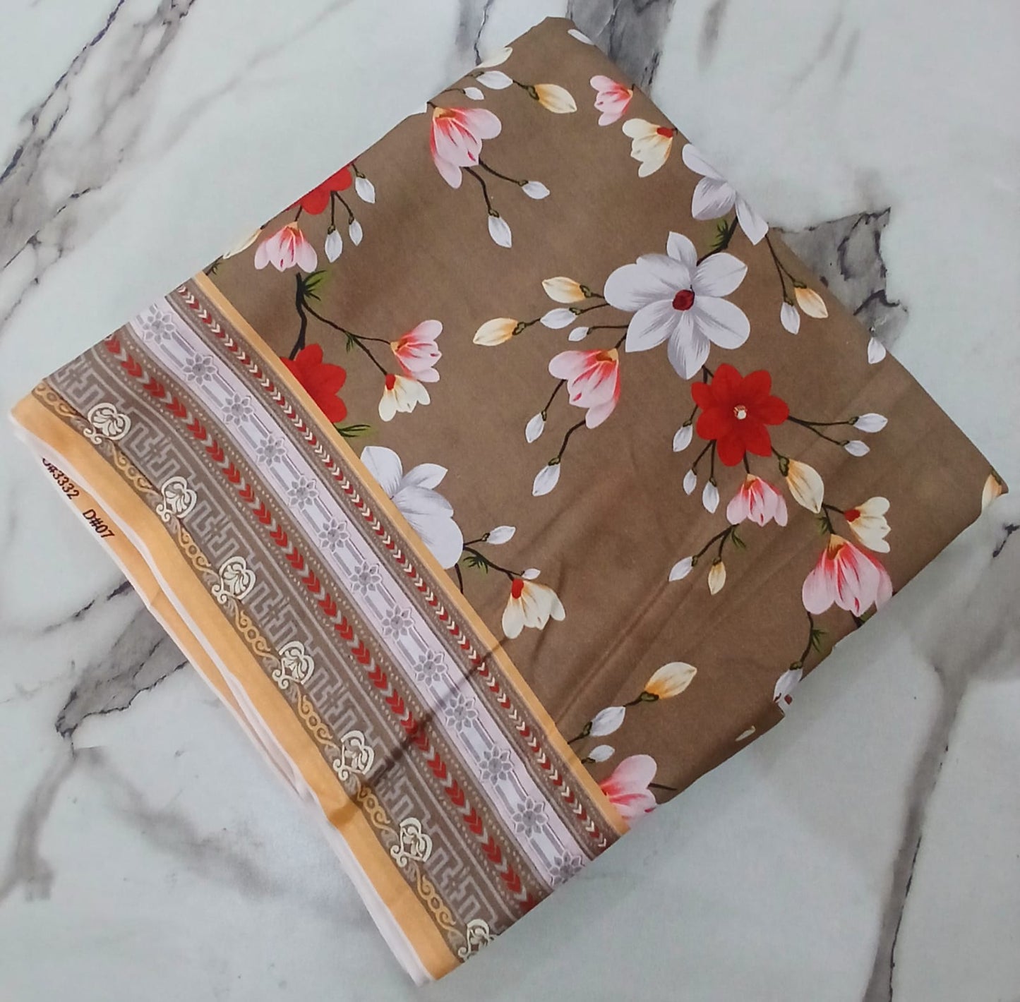 2PCS (SHIRT + TROUSER) UNSTITCH DIGITAL LAWN - LIGHT BROWN