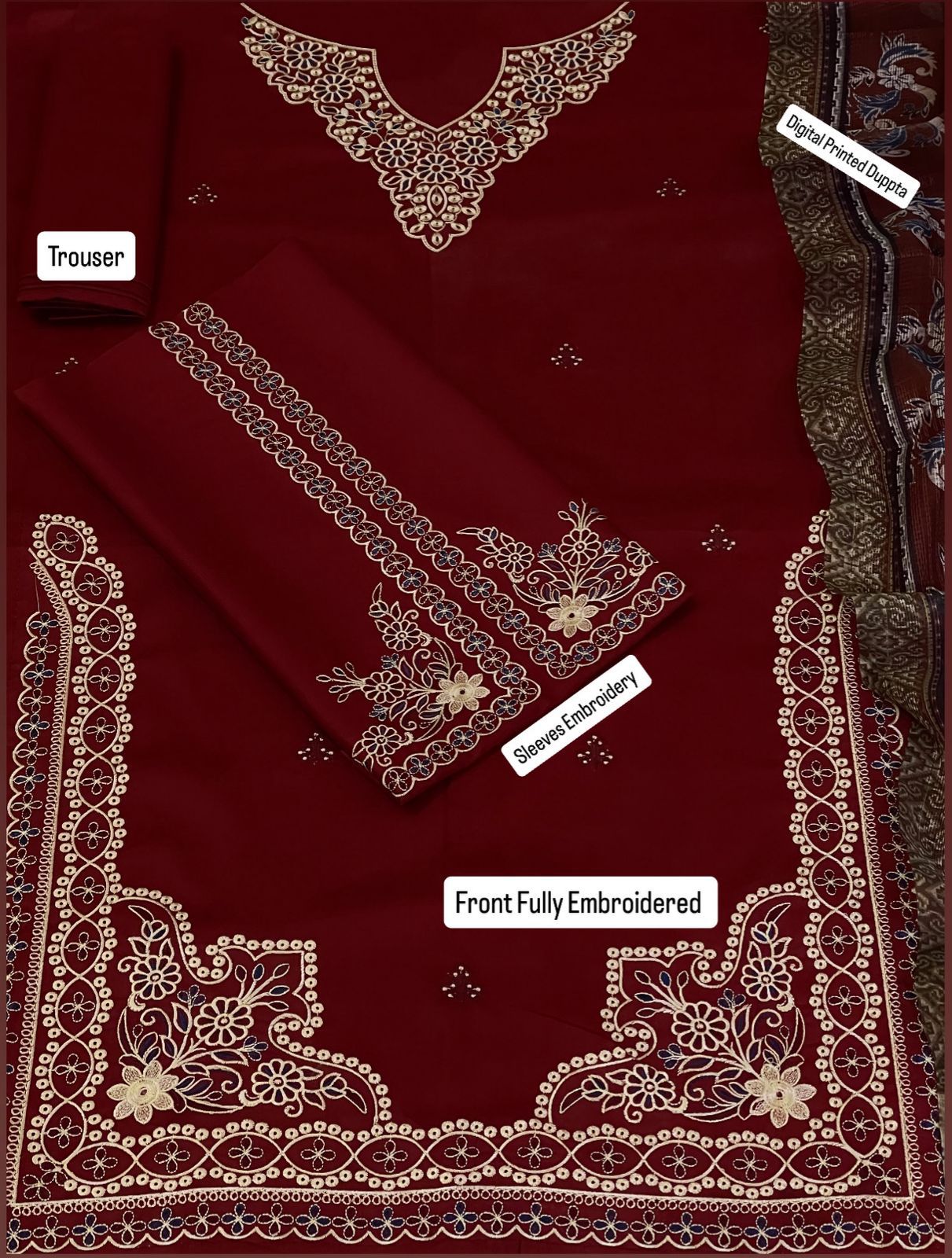 3 PCS EMBROIDERED LAWN - JAZMIN BRAND ARTICLE 0007
