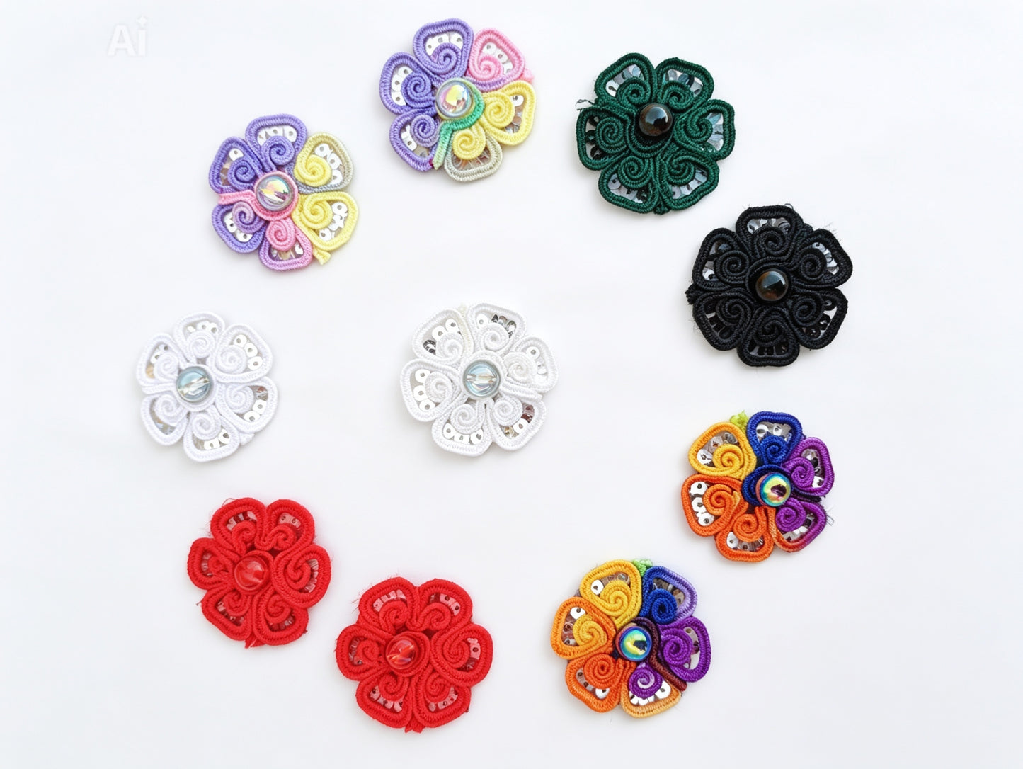 Handcrafted Floral Motif – Pearl & Sitara Embroidery Patch