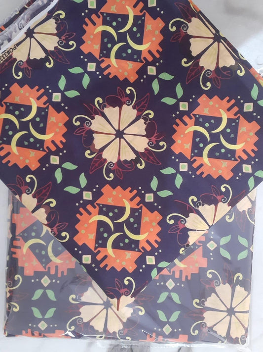 2PCS (SHIRT + TROUSER) UNSTITCH DIGITAL LAWN - PURPLE + ORANGE