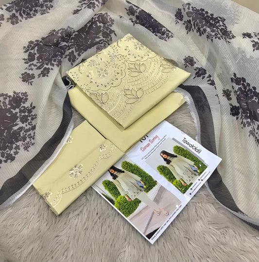 3PC  EMBROIDERED LAWN - JAZMIN BRAND ARTICLE 0012