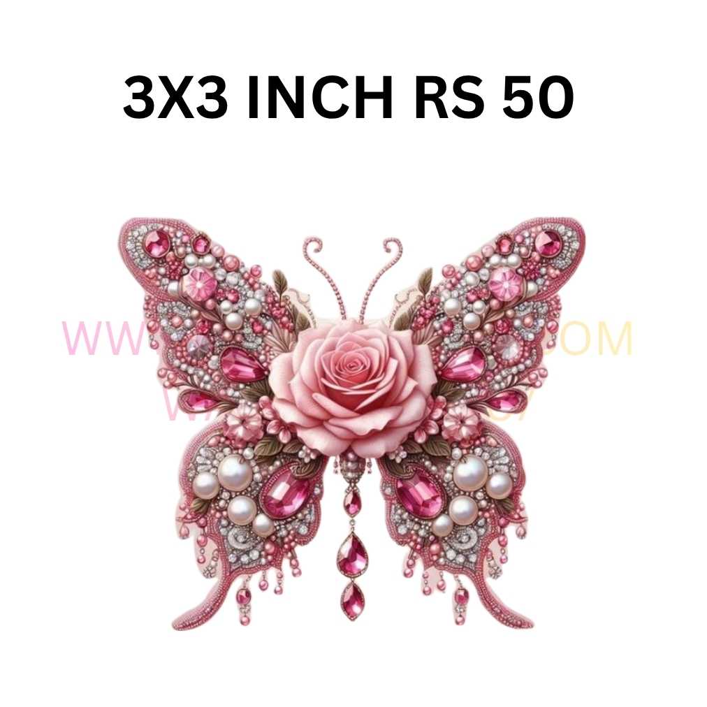 PINK BUTTERFLY PREMIUM FUNKY IRON ON PATCH
