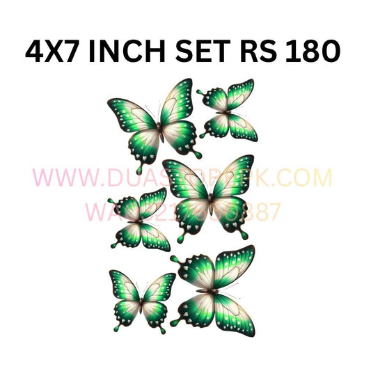 GREEN BUTTER FLY SET OF IRON ON PATCHES