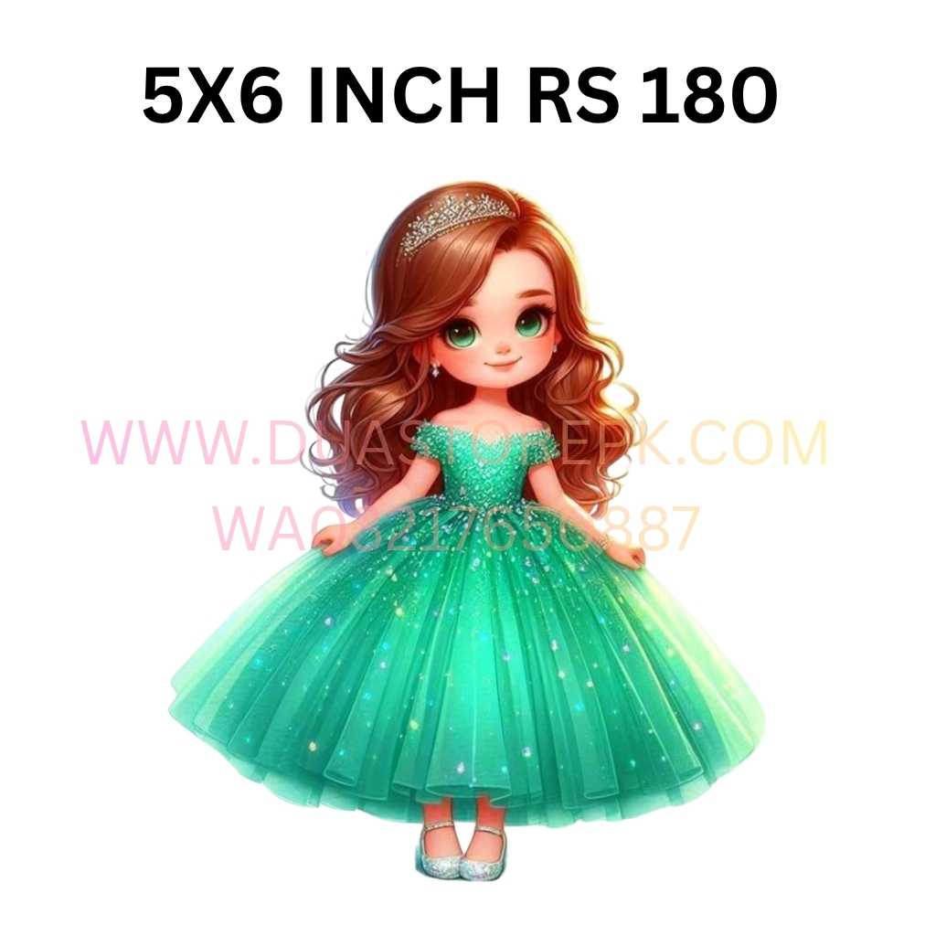 CUTE DOLL IN GREEN DRESS IRON ON PATCH
