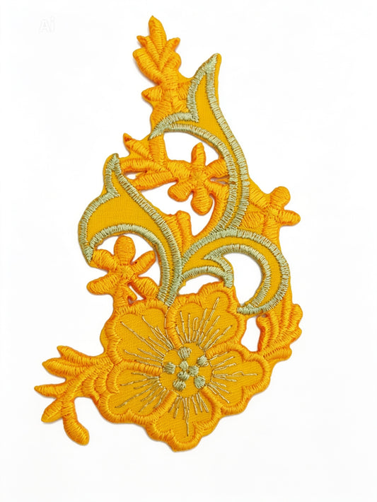 IRON ON EMBROIDERED FLOWER PATCH YELLOW COLOR