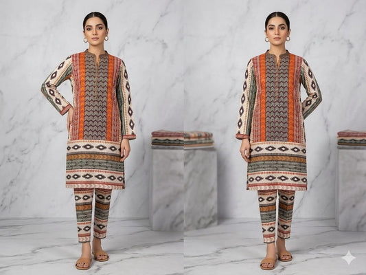 2PCS (SHIRT + TROUSER) UNSTITCH DIGITAL LAWN - GREY