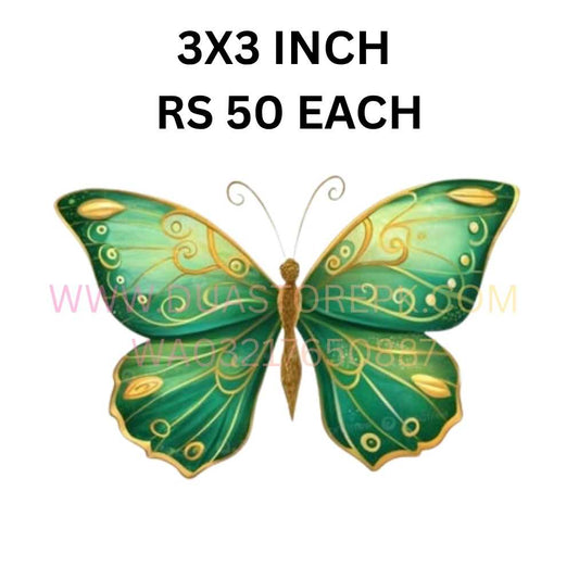 GREEN AND YELLOW BUTTERFLY IRON ON PATCH PREMIUM QUALITY