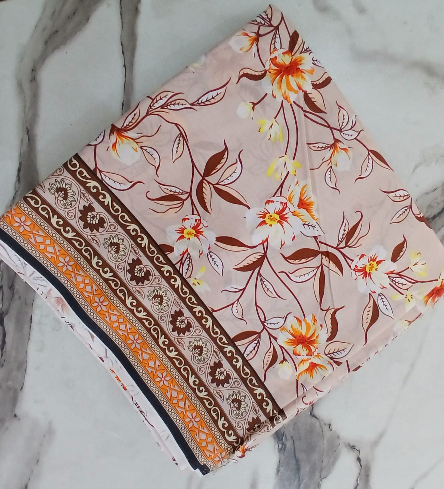 2PCS (SHIRT + TROUSER) UNSTITCH DIGITAL LAWN - FLORAL BEIGE