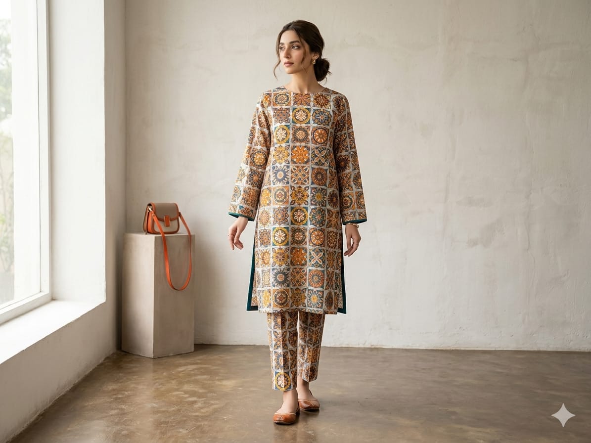 2PCS (SHIRT + TROUSER) UNSTITCH DIGITAL LAWN - MULTI COLOR