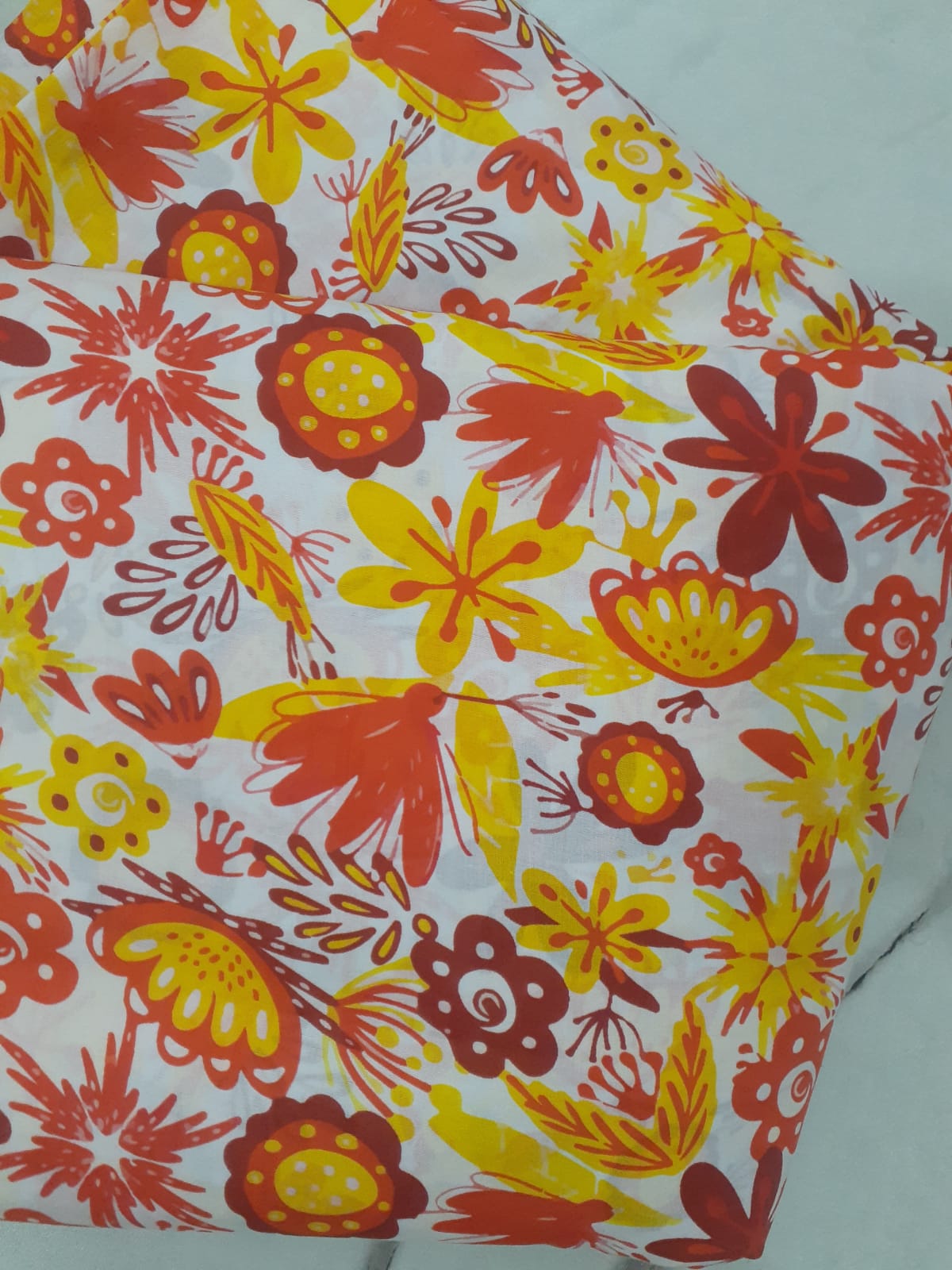 2PCS (SHIRT + TROUSER) UNSTITCH DIGITAL LAWN - ORANGE + YELLOW