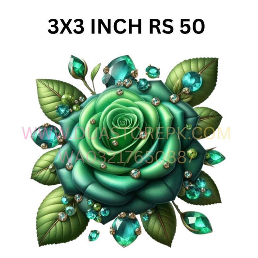 GREEN PREMIUM QUALITY FLOWER MOTIF IRON ON PATCH INDEPEDENCE DAY SPECIAL