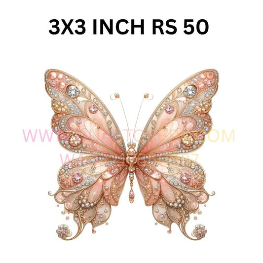 PINKISH BUTTERFLY IRON ON PATCH