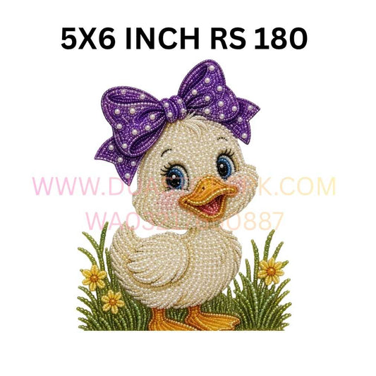 CUTE DUCK EMBROIDERY AND BEATS EFFECT IRON ON PATCH
