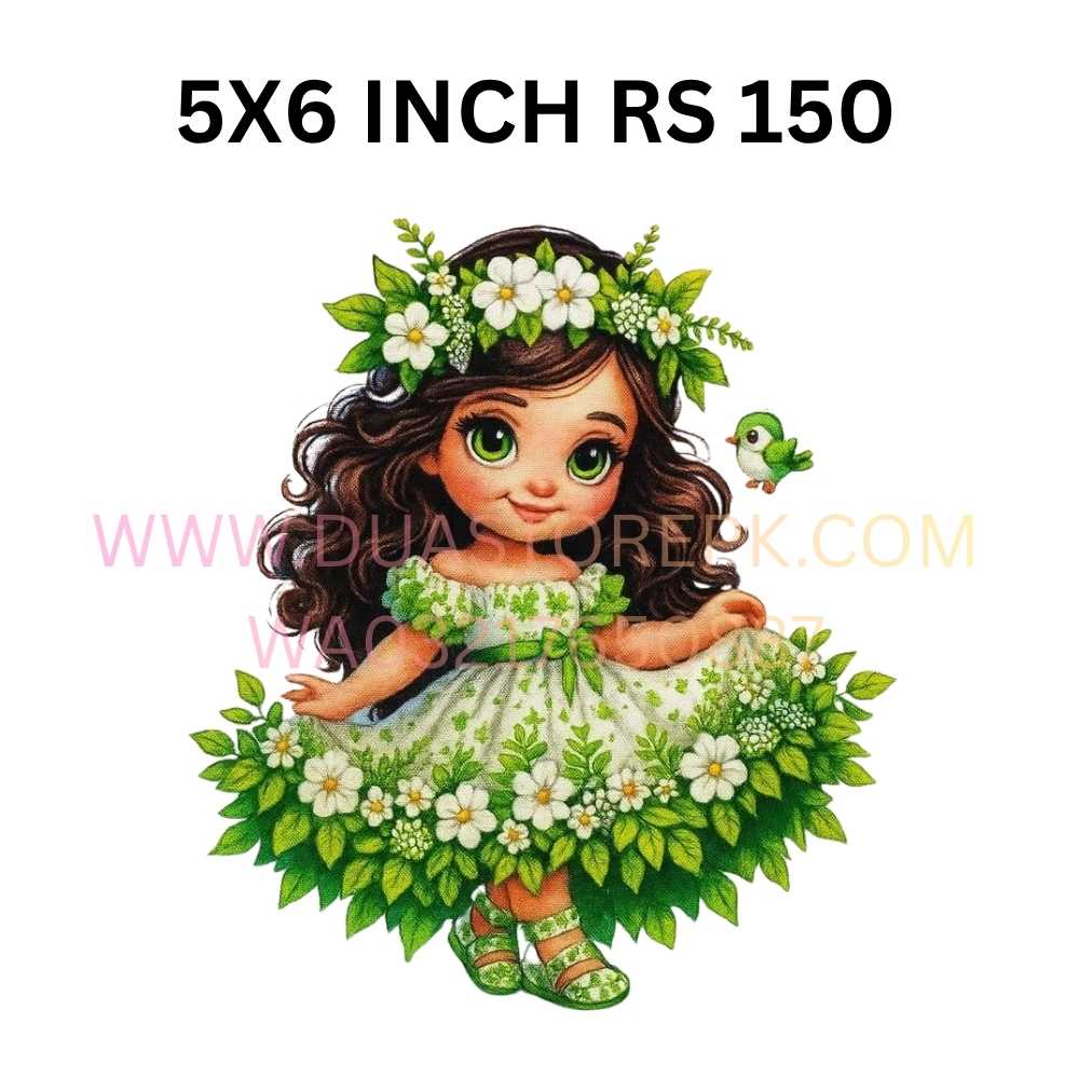 GREEN + WHITE DRESS DOLL IRON ON PATCH 0002 INDEPENDENCE DAY SPECIAL