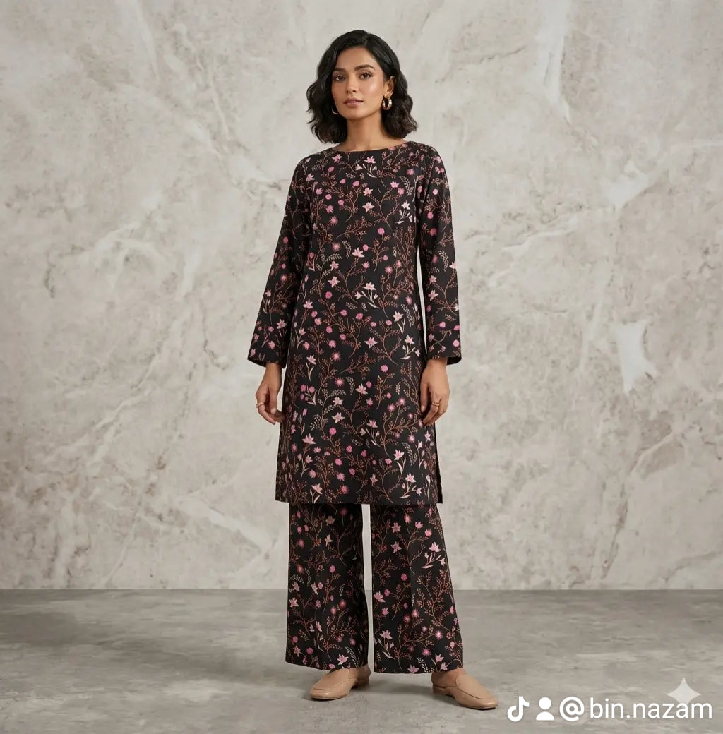 2PCS (SHIRT + TROUSER) UNSTITCH DIGITAL LAWN - BLACK