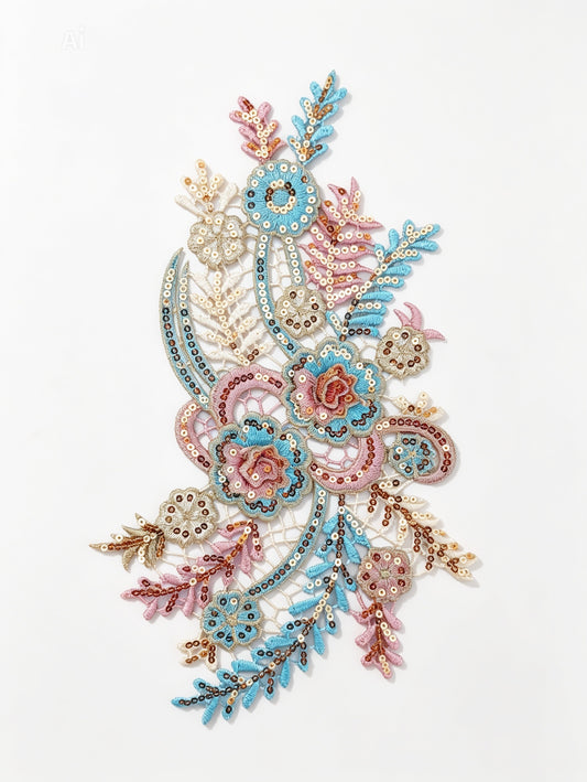 EMBROIDERY PATCH FOR DAMAN & DUPATA - WITH BEAUTIFUL SEQUENCE WORK