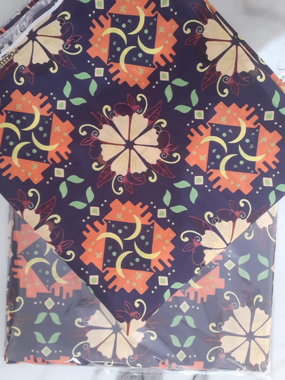 2PCS (SHIRT + TROUSER) UNSTITCH DIGITAL LAWN - PURPLE + ORANGE