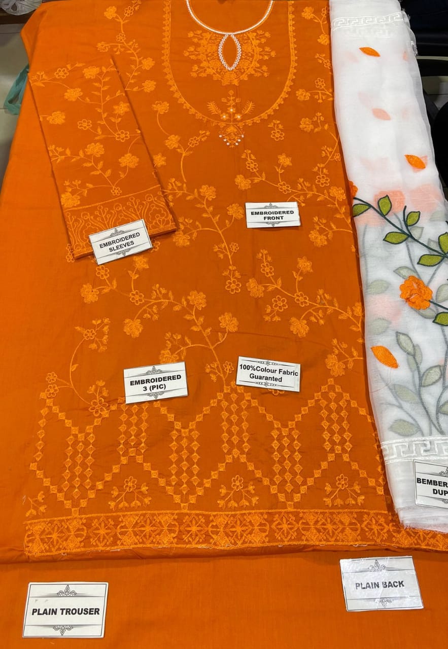3 PCS  EMBROIDERED LAWN - JAZMIN BRAND ARTICLE 0008