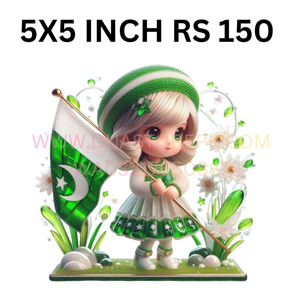 DOLL WITH FLAG PREMIUM IRON ON PATCH  INDEPEDENCE DAY SPECIAL