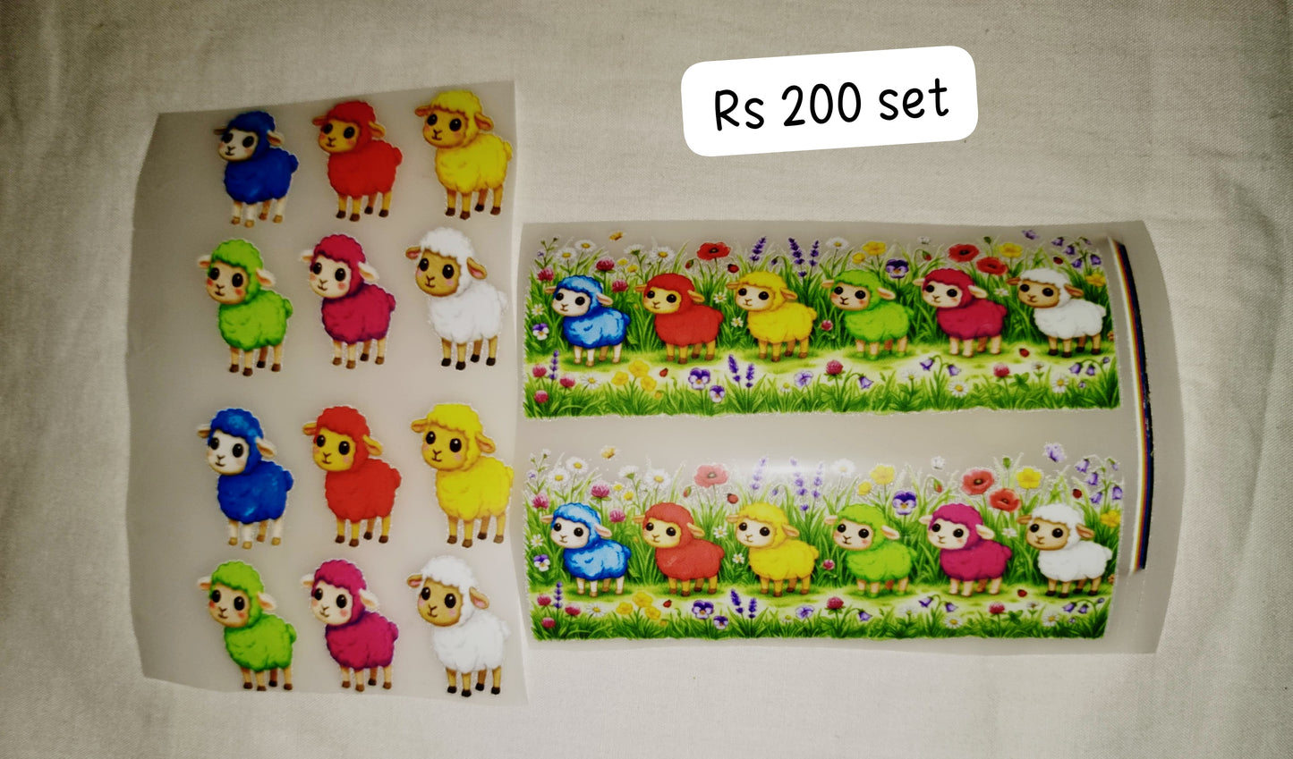Small sheeps 12 pcs set with 2 sleeve patch - iron on DTD sticker