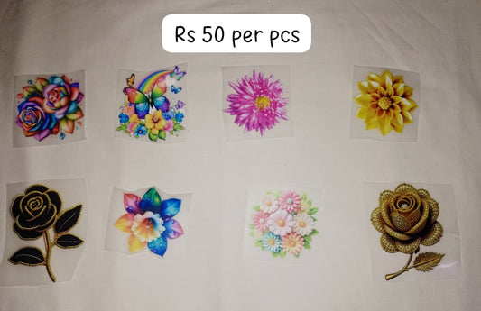FLOWER SET - IRON ON DTF STICKER 3X3 INCH EACH