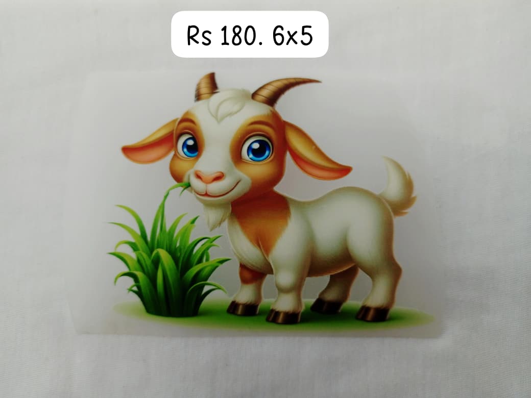 CUTE GRASS EATING BIG SIZE GOAT - IRON ON DTF STICKER 6X5 INCH