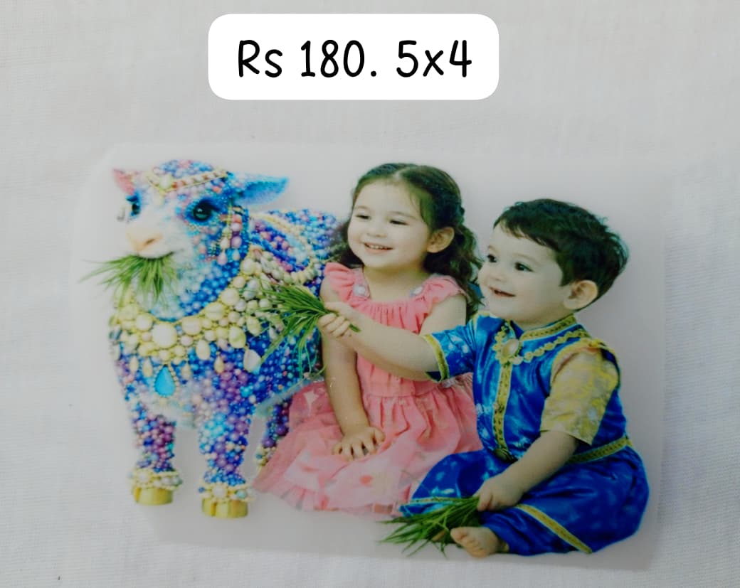 KIDS PLAYING WITH SHEEP - IRON ON DTF STICKER 5X4 INCH