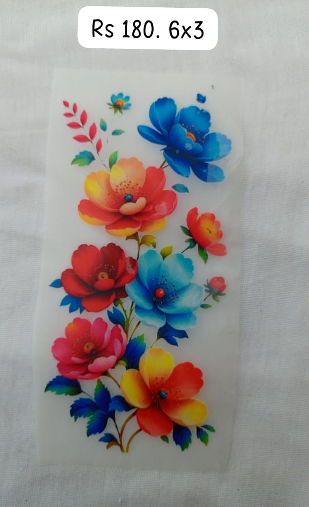 FLOWERS PATCH - IRON ON DTF STICKER 6X3 INCH