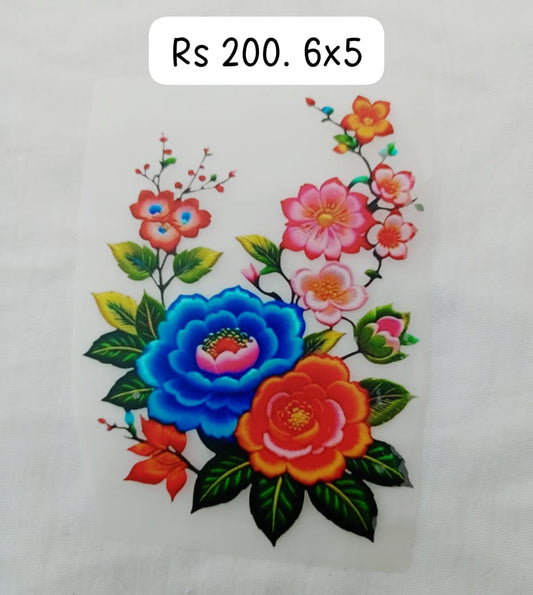 FLOWER PATCH  BIG SIZE - IRON ON DTF STICKER 6X5 INCH