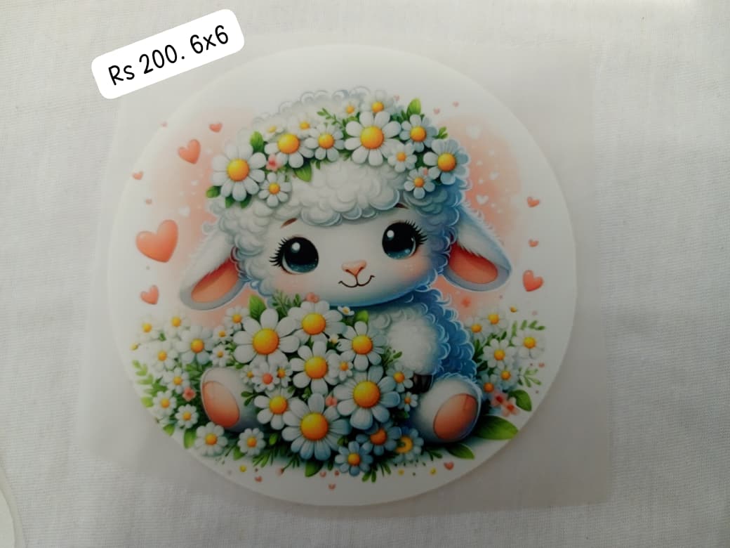 CUTE SHEEP BIG SIZE - IRON ON DTF STICKER 6X4 INCH