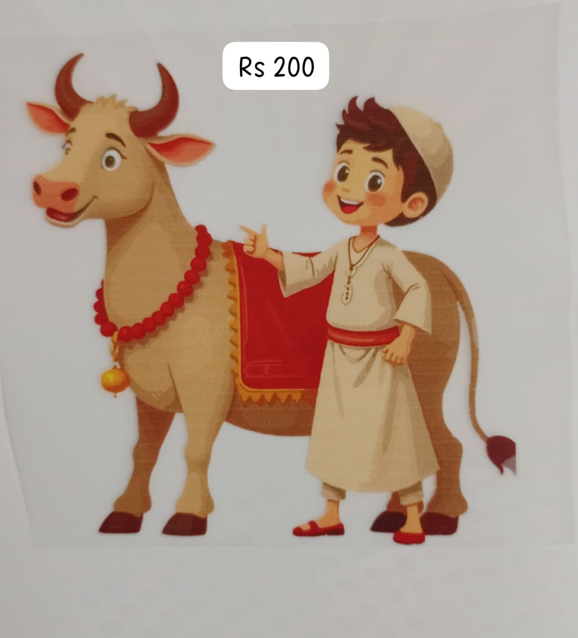 DESERT BOY WITH BULL - IRON ON DTF STICKER 5X5 INCH