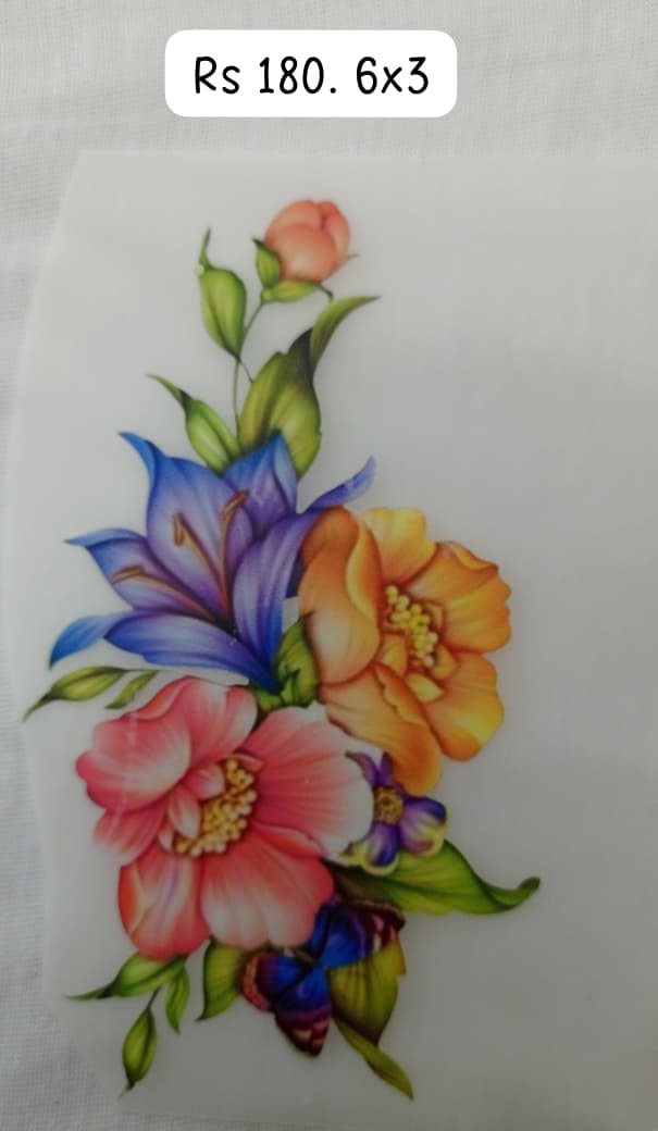 FLOWER PATCH PREMIUM LOOK - IRON ON DTF STICKER 6X3 INCH
