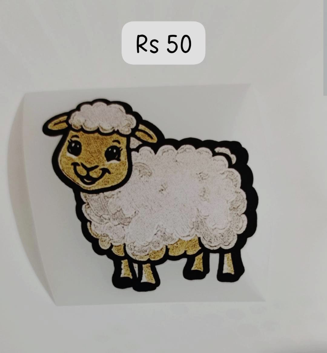 SINGLE SHEEP PATCH - IRON ON DTF STICKER 3X3 INCH