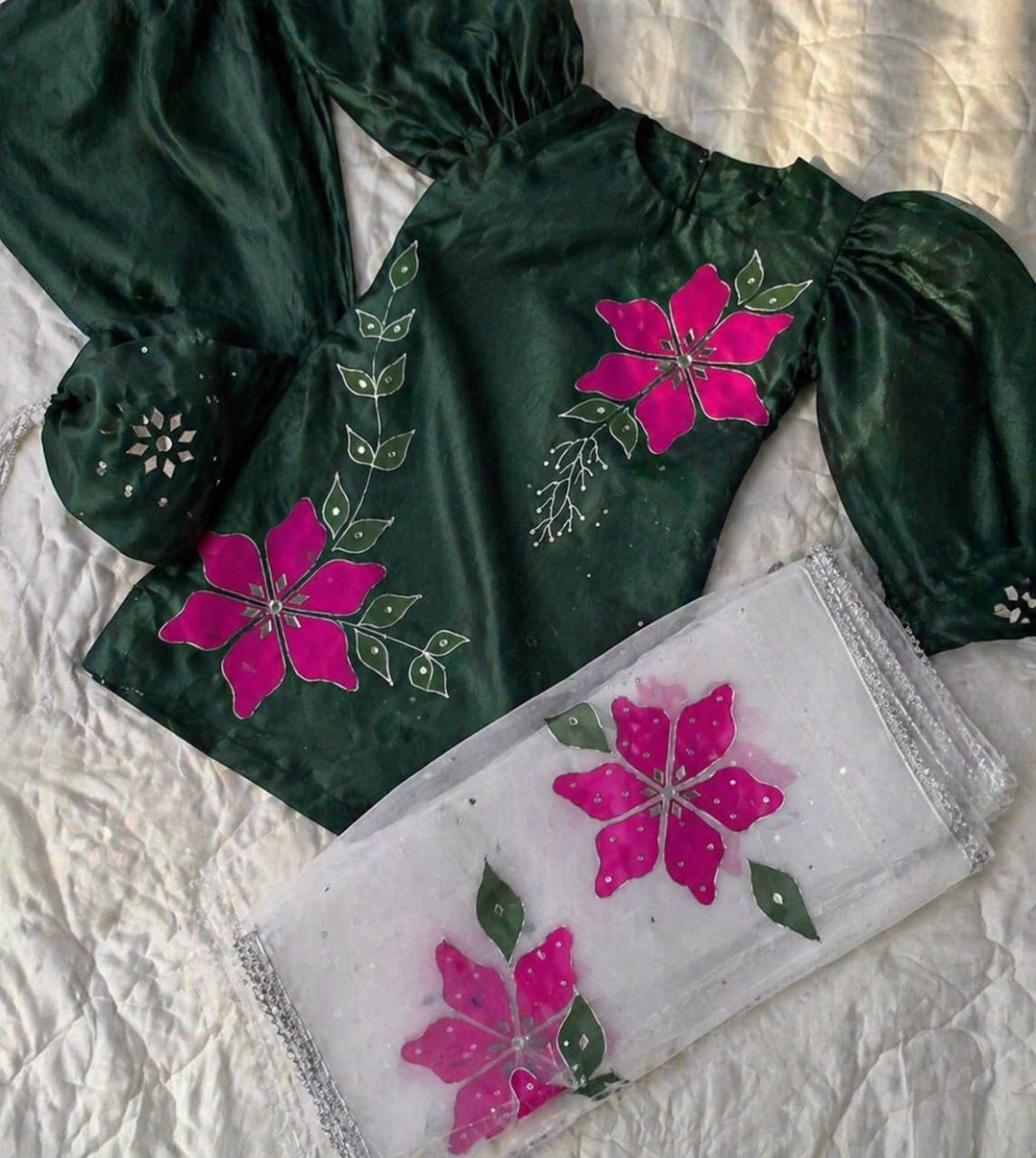 Dua Kids Collection – Hand Painted Cotton/Silk 4 Piece Suit