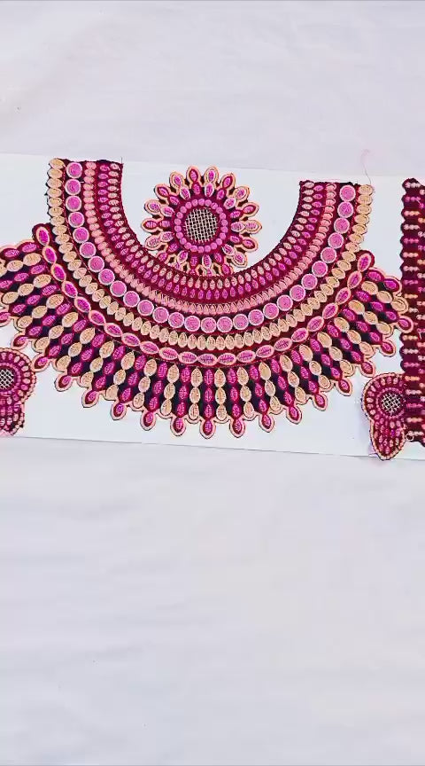 PINK AND MAHROON COLOR EMBROIDERD NECK LINE WITH SLEEVES