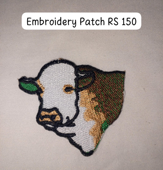 Bull face embroidery patch for Eid al Adha, easy apply with iron. Size 3x3 inch