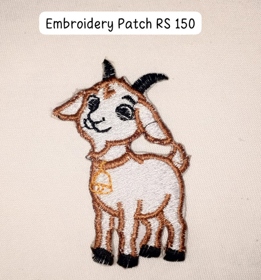 Little goat embroidery patch for Eid al Adha, easy apply with iron. Size 3x3 inch