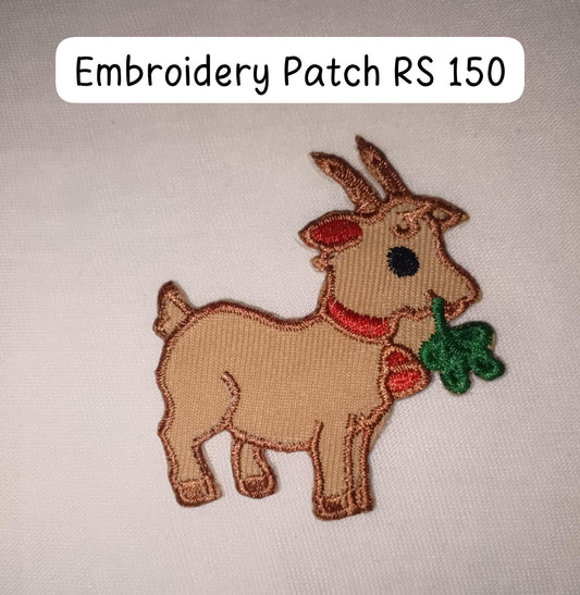 Cute Goat embroidery patch for Eid al Adha, easy apply with iron. Size 3x3 inch