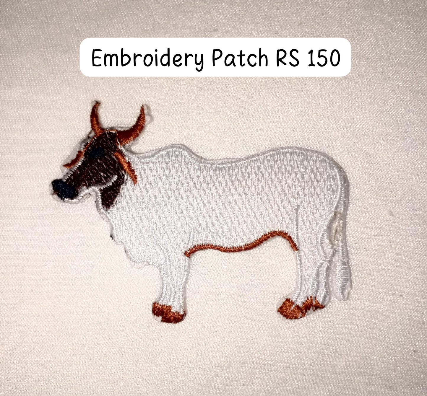 Bull embroidery patch for Eid al Adha, easy apply with iron. Size 3x3 inch