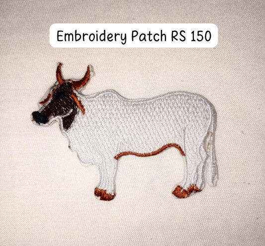 Bull embroidery patch for Eid al Adha, easy apply with iron. Size 3x3 inch