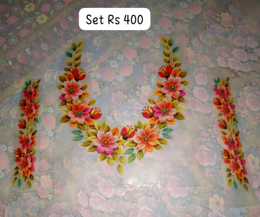 Flowers Neck + sleeve iron on patch for girls