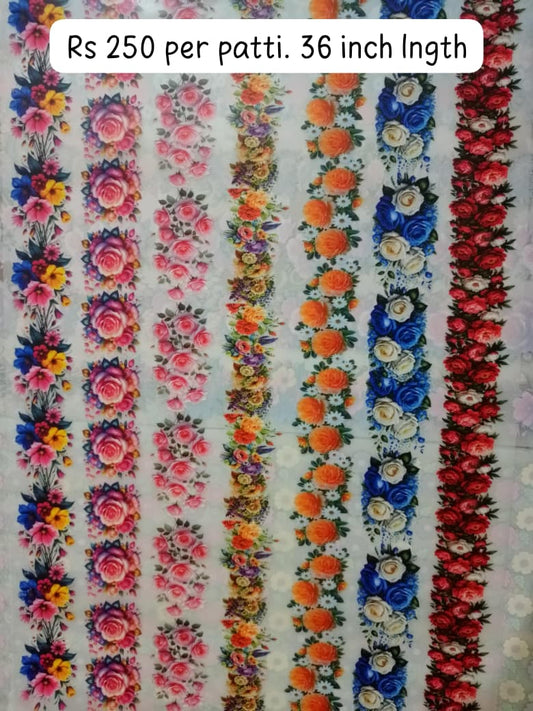 Flowers border patti iron on trending designs for girls 36 inch length 3 inch height per patti only 250 (mention patti number left to right while ordering)